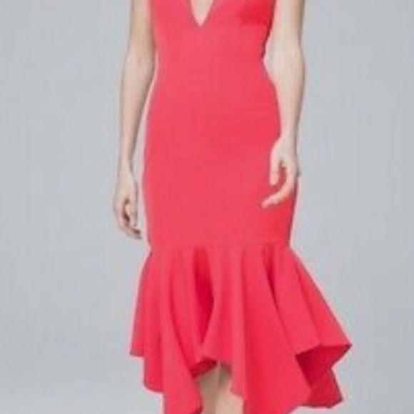 AIDAN MATTOX Plunging Crepe Deep-V Midi Dress - Picture 4 of 4
